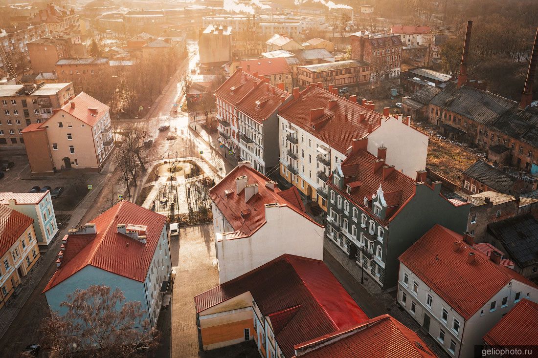 Театральная улица в Черняховске с высоты фото