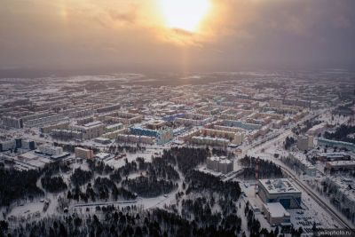 Ноябрьск с высоты зимой фото