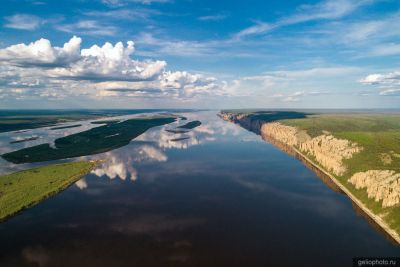 Река Лена в Якутии с высоты фото