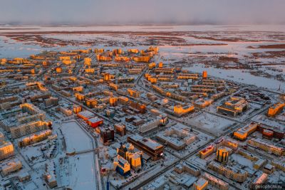 Центр Якутска с высоты зимой фото