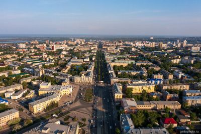 Площадь Октября в Барнауле с высоты фото