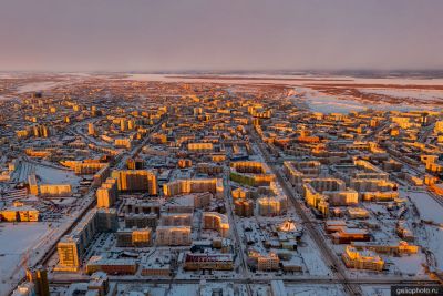 Зимний Якутск на закате фото