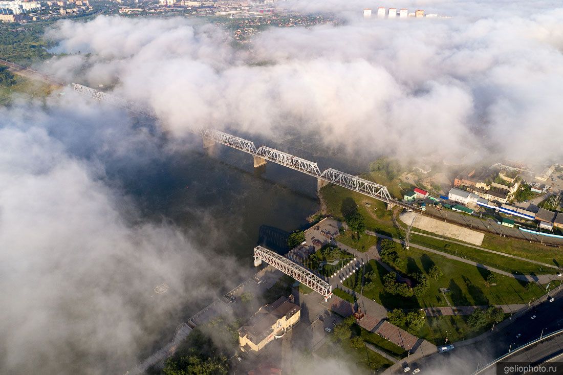 Железнодорожный мост Новосибирска с высоты фото