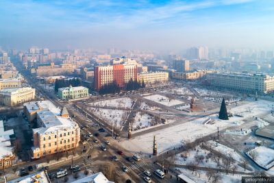 Площадь Ленина в Чите зимой фото