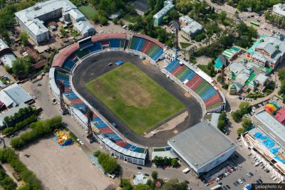 Стадион Труд в Иркутске с высоты фото