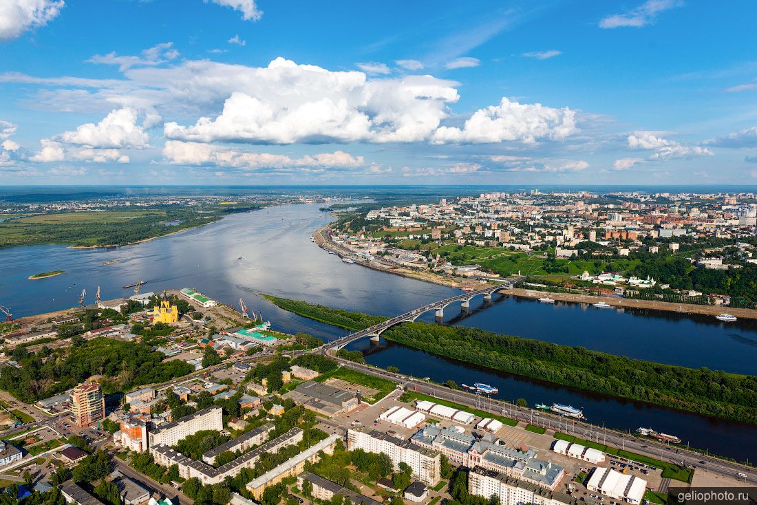 Волга в Нижнем Новгороде с высоты фото