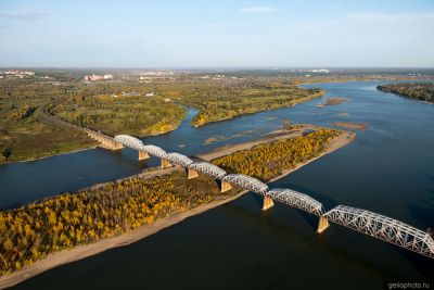 Комсомольский ЖД мост через Обь в Новосибирске фото