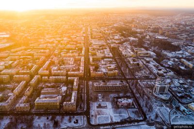 Центр Петрозаводска с высоты зимой фото