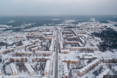 Проспект Ленина в Берёзовском с высоты фото