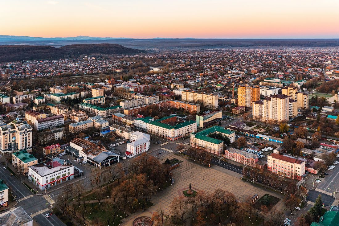 Центр Майкопа с высоты фото