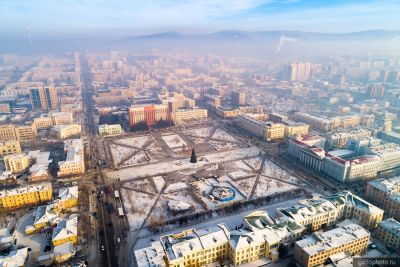 Площадь Ленина в Чите с высоты фото