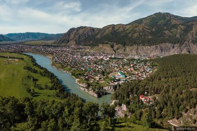 Село Чемал с высоты летом фото