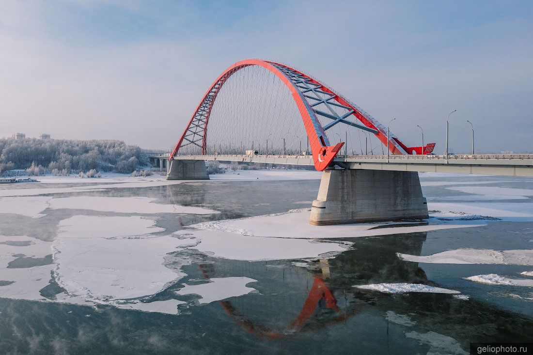 Бугринский мост в Новосибирске зимой фото