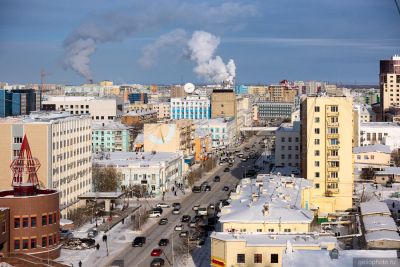 Зимний проспект Ленина в Якутске фото