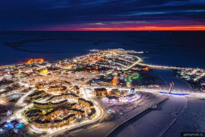 Ночной Салехард с высоты фото