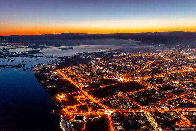 Комсомольск-на-Амуре вечером с высоты фото