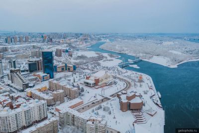 Район Стрелки в Красноярске с высоты фото