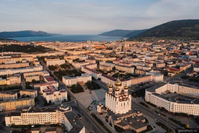 Центр Магадана с высоты фото