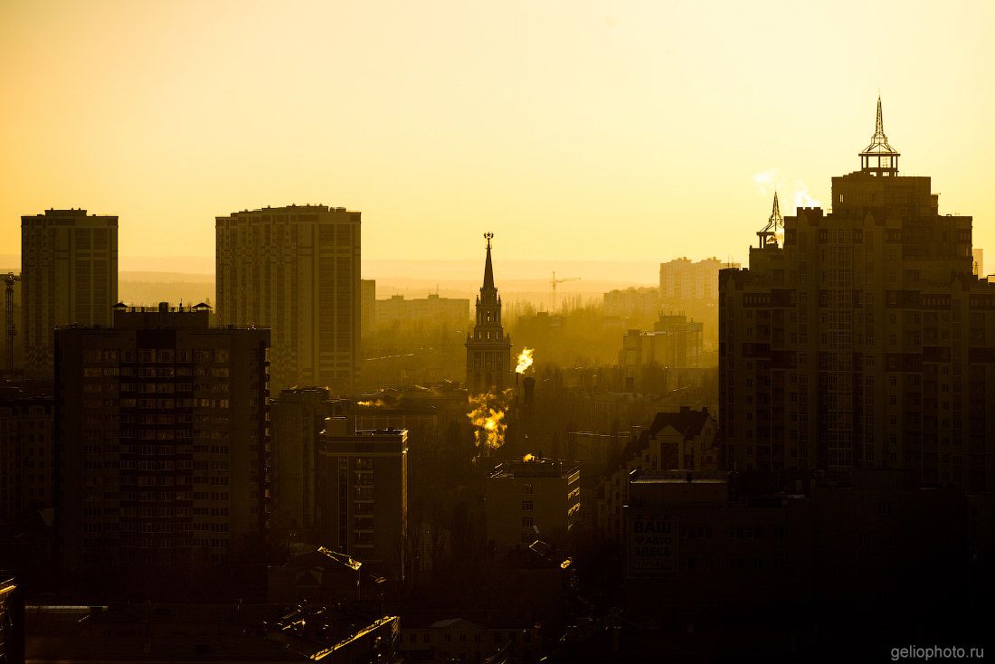 Зимний Воронеж на закате фото