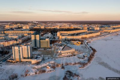 Вид на центр Надыма зимой фото