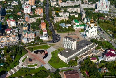 Площадь Славы в Хабаровске с высоты фото