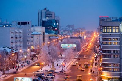 Красный проспект в Новосибирске зимой фото
