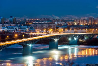 Канавинский мост в Нижнем Новгороде ночью фото