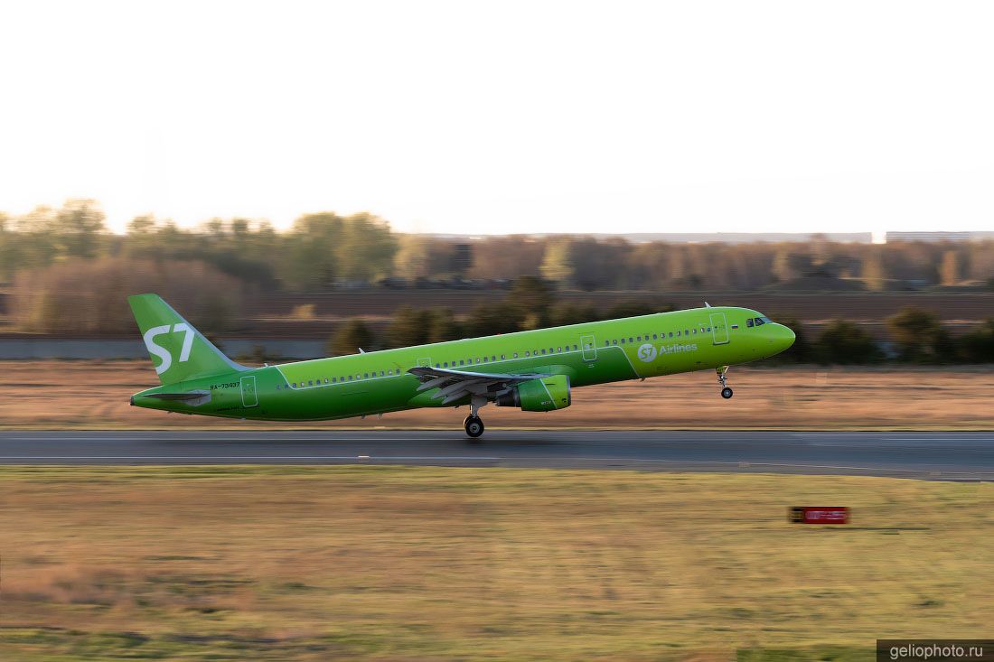 Airbus A321 S7 на взлёте в Толмачево фото