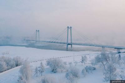Виноградовский мост в Красноярске зимой фото