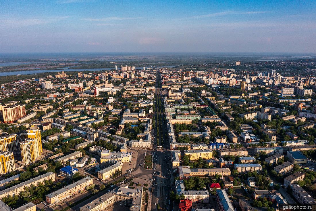 Проспект Ленина в Барнауле с высоты фото