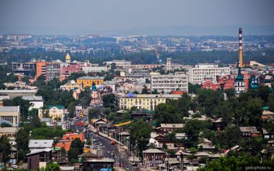 Улица Ленина в Иркутске с высоты фото