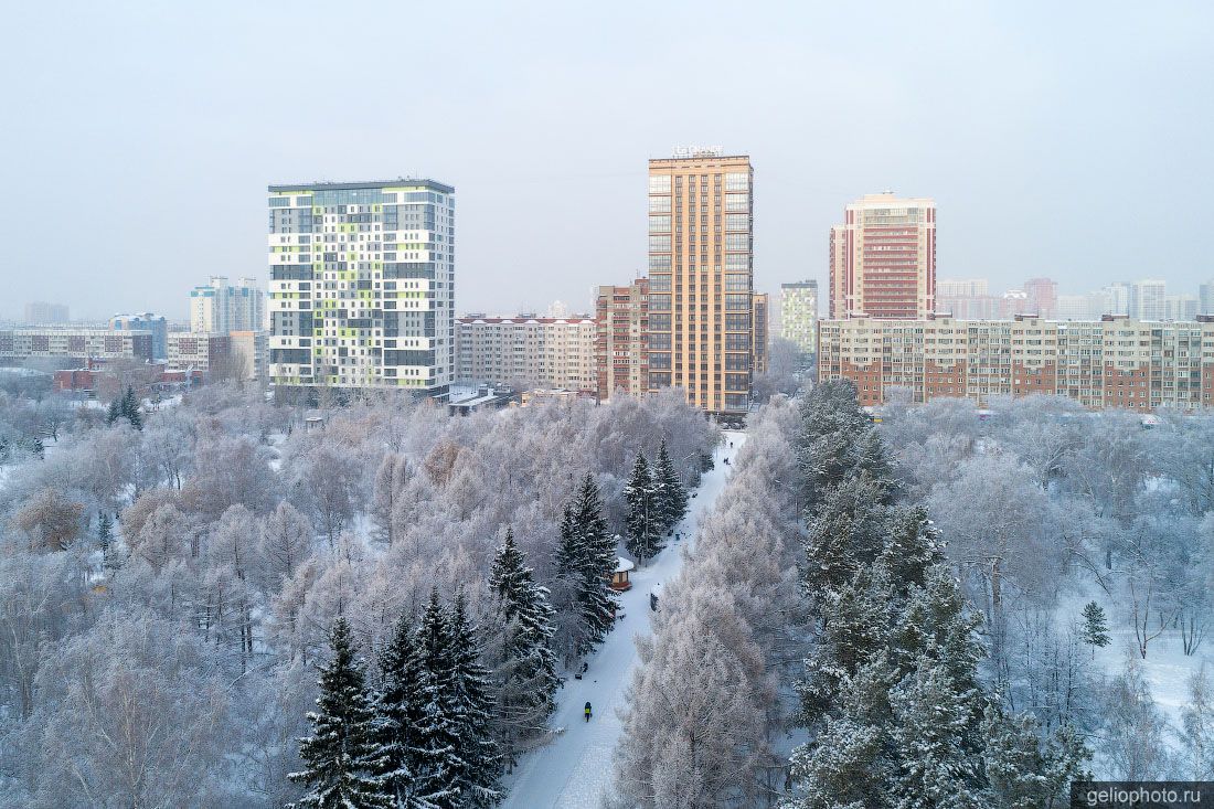 Нарымский сквер в Новосибирске зимой фото