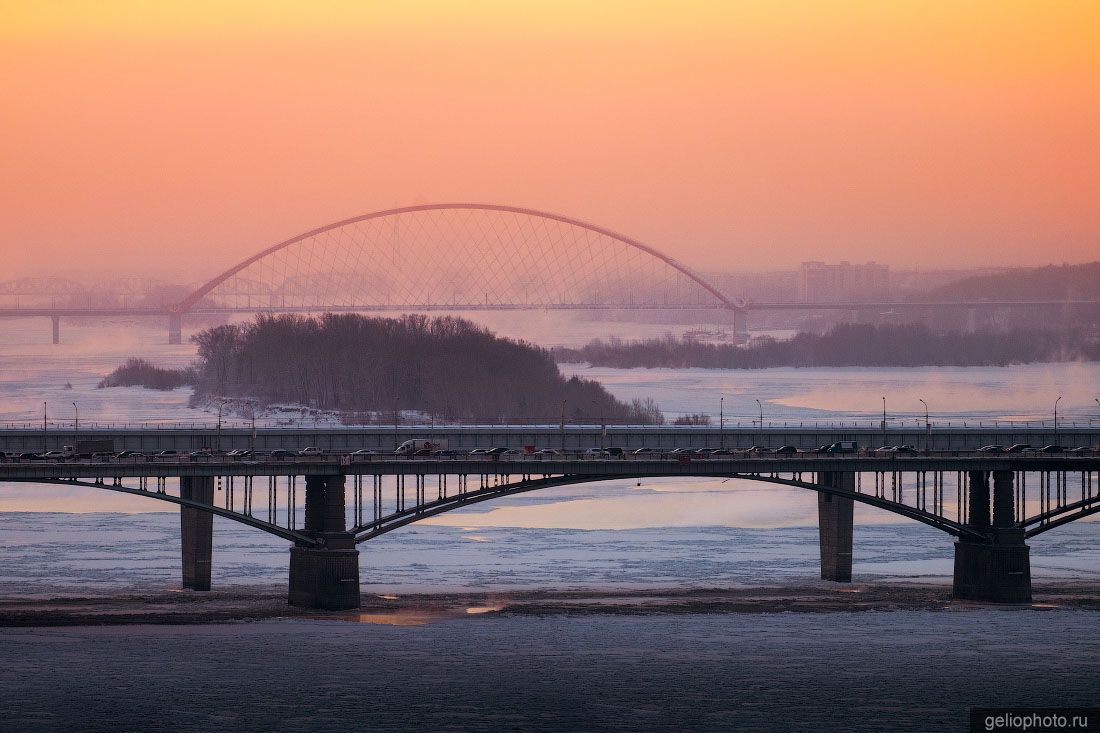 Мосты Новосибирска зимой с высоты фото