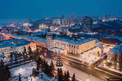 ЧГАУ с высоты вечером фото