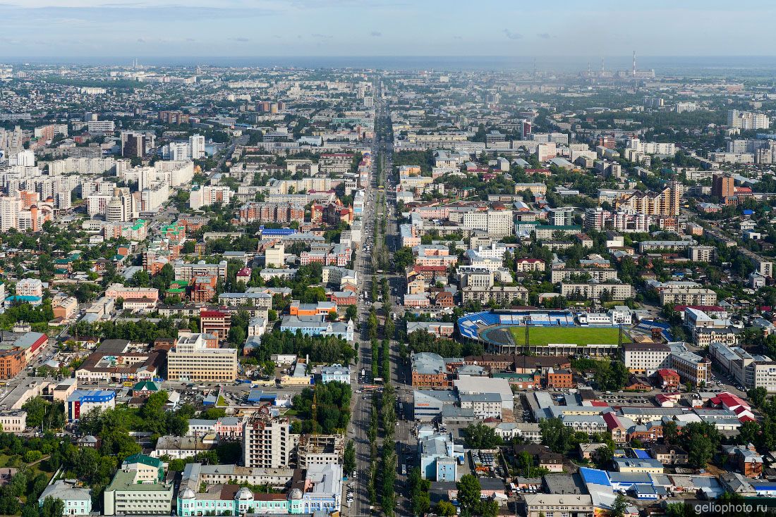 Проспект Ленина в Барнауле с высоты фото