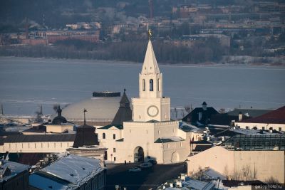 Спасская башня Казанского Кремля с высоты фото