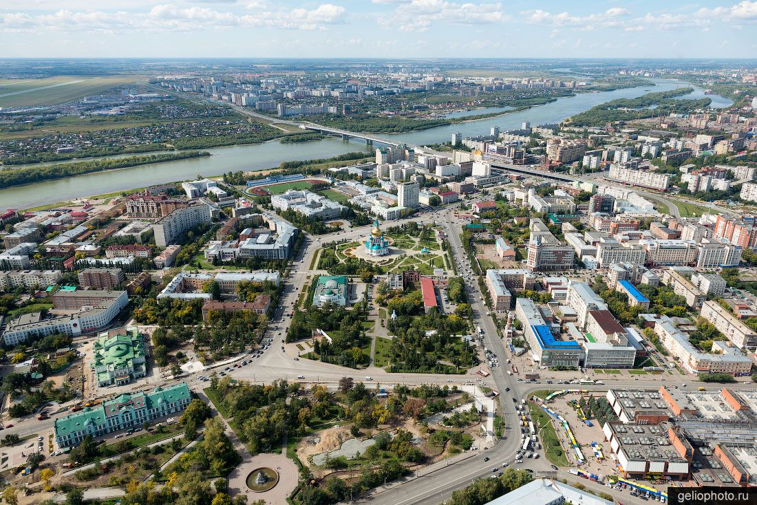 Сквер Дзержинского и Морозова с высоты в Омске фото