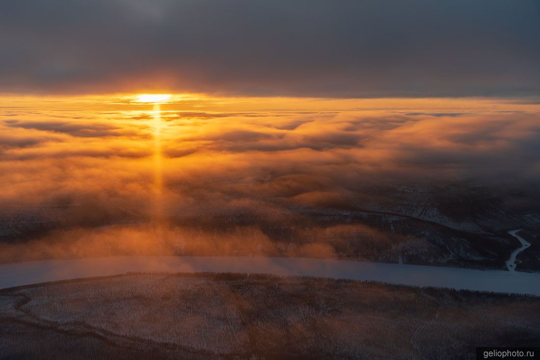 Эвенкия с высоты на закате фото