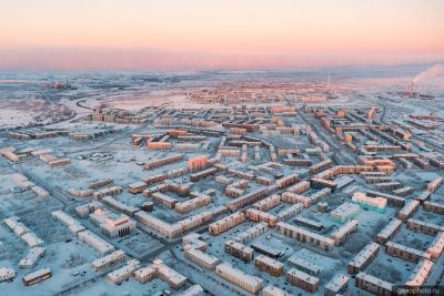 Зимняя Воркута с высоты фото