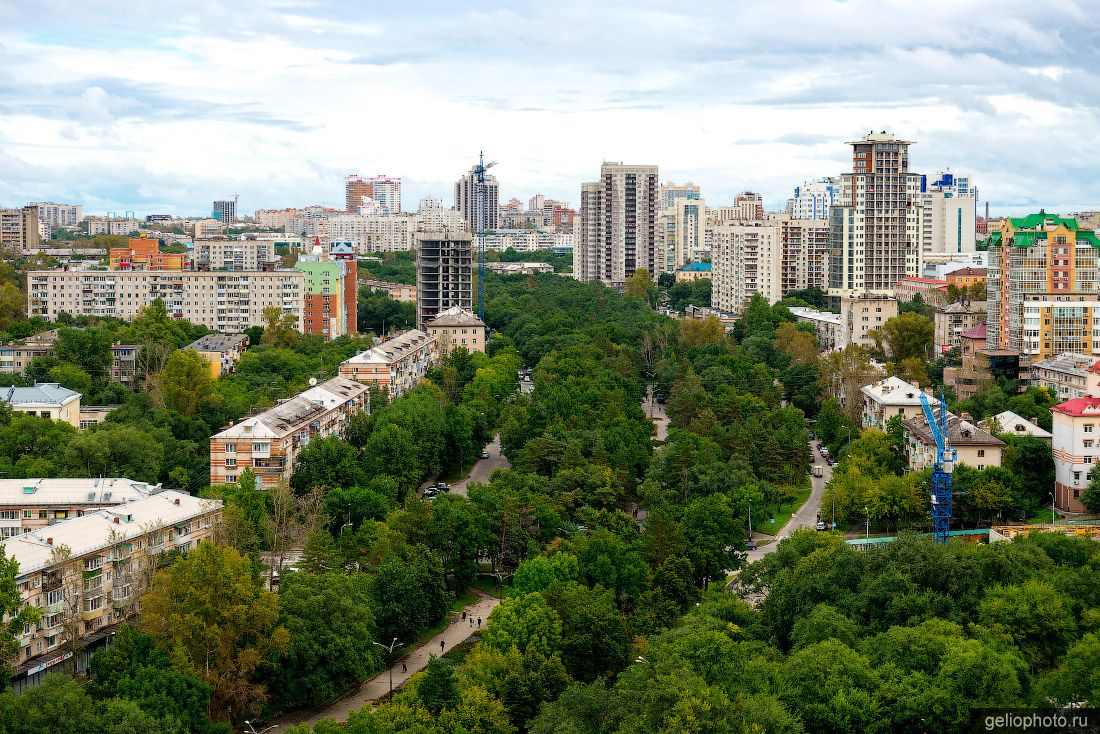 Амурский бульвар в Хабаровске с высоты фото