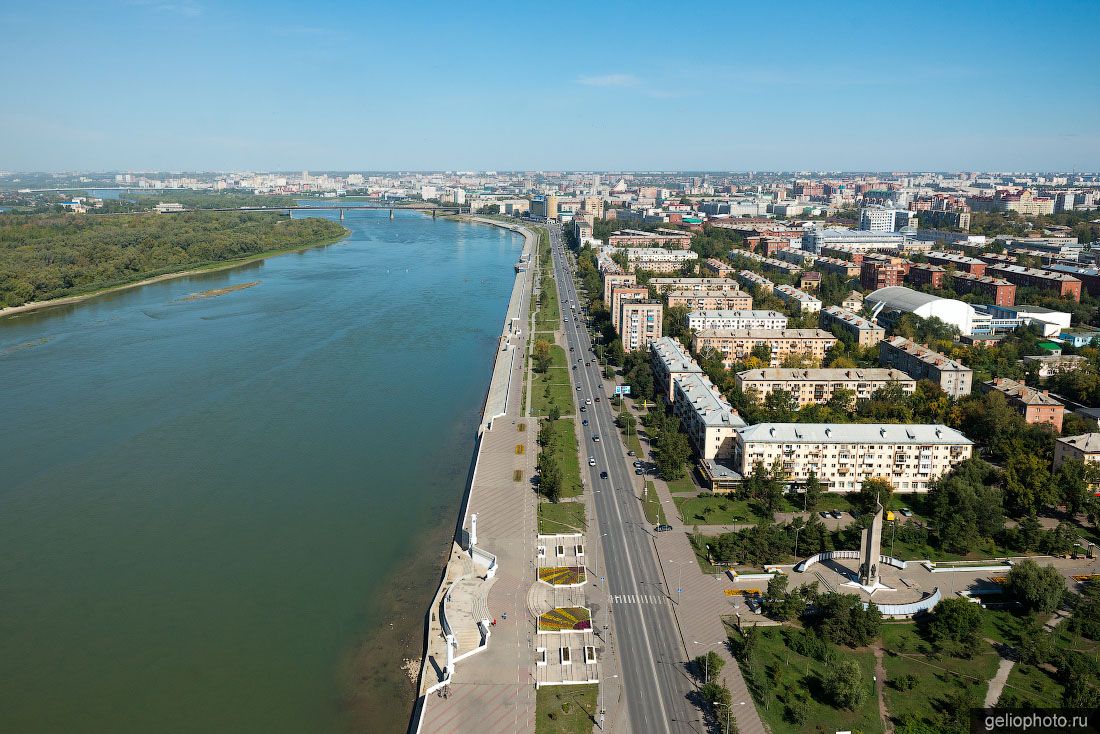 Иртышская Набережная в Омске с высоты фото