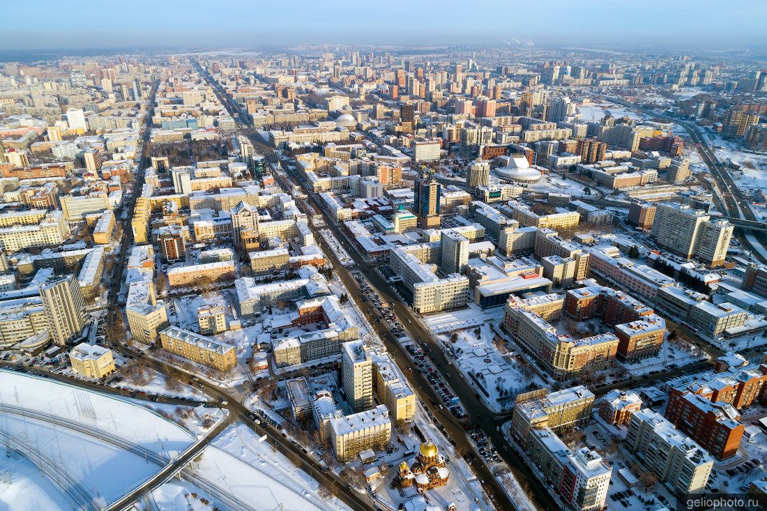 Красный проспект в Новосибирске зимой фото