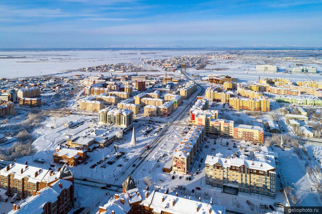 Улица Чубинына в Салехарде с высоты фото