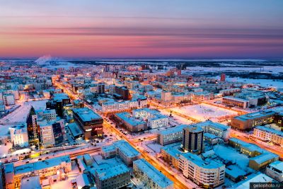 Зимний Якутск на закате фото