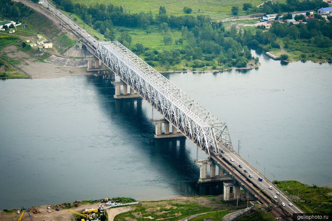 ЖД мост через Енисей в Красноярске фото