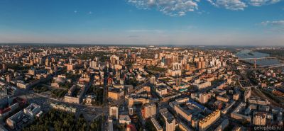 Панорама центра Новосибирска с высоты фото
