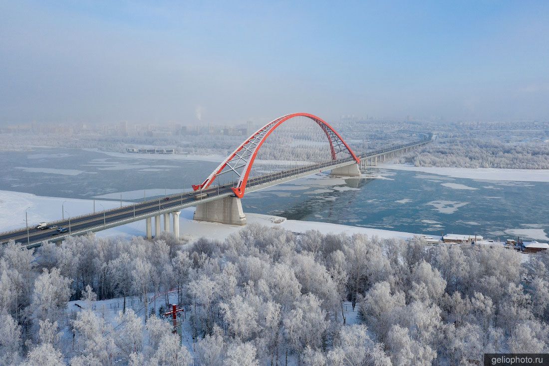 Бугринский мост в Новосибирске зимой фото