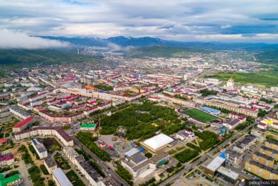 Магаданский городской парк с высоты фото