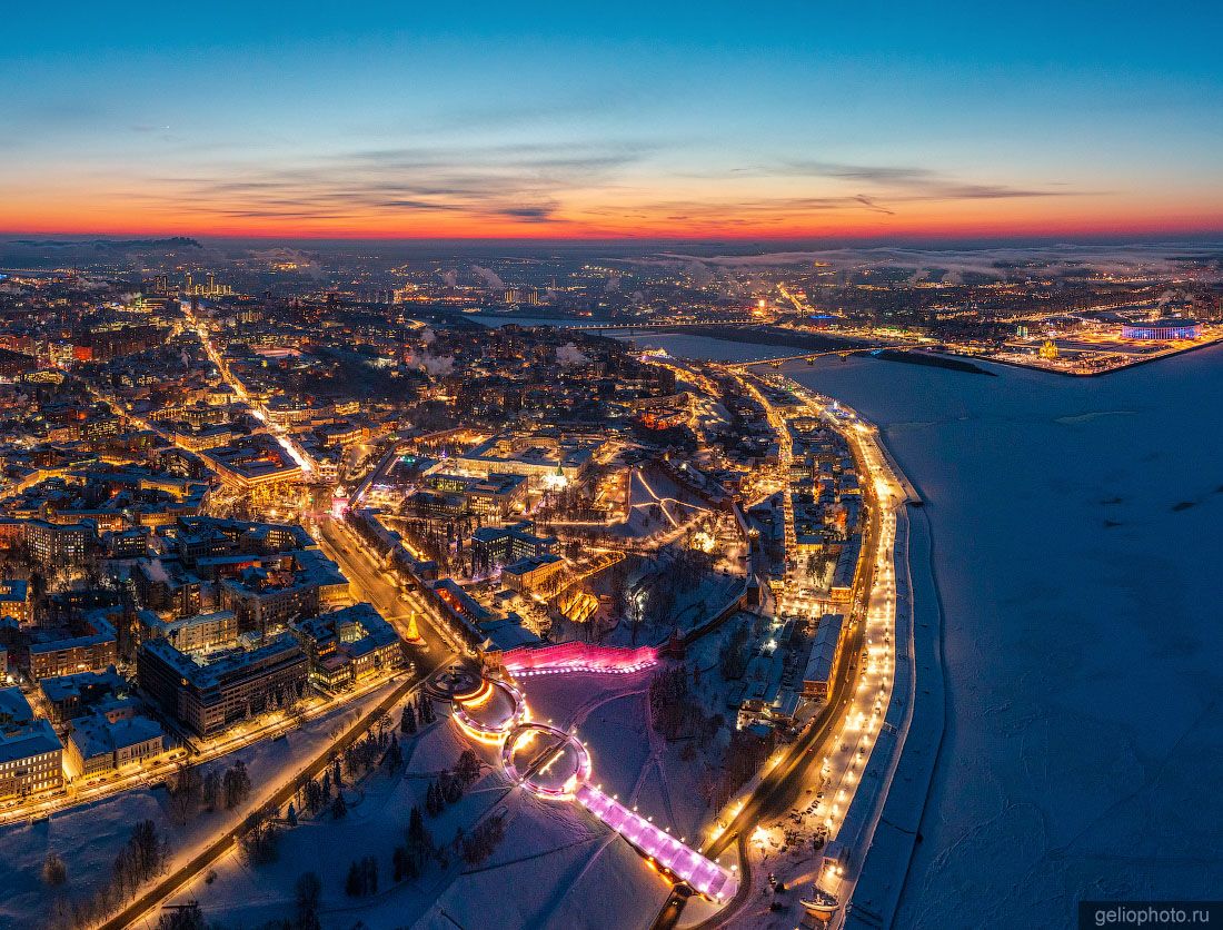 Нижний Новгород вечером с высоты фото