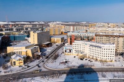 Сквер Аммосова в Якутске с высоты фото